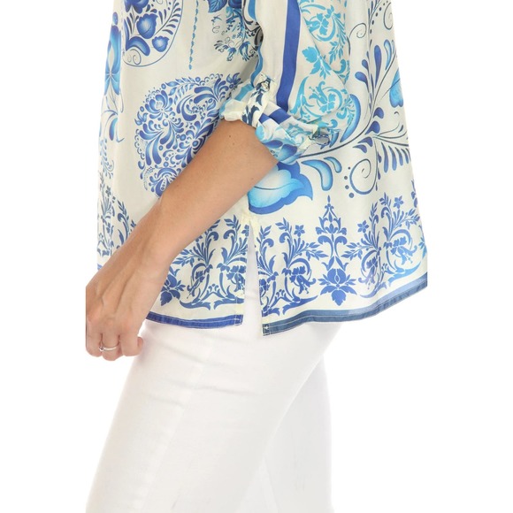 New Johnny‎ Was Farrow Seline Silk Blouse Small C19623-2 - Picture 4 of 11